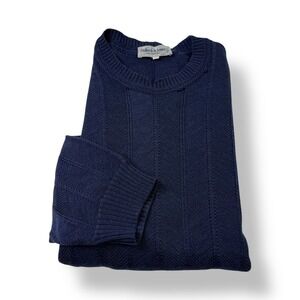 Bullock Jones San Francisco Navy Blue Crew Neck Sweater Pure New Wool Men's 56
